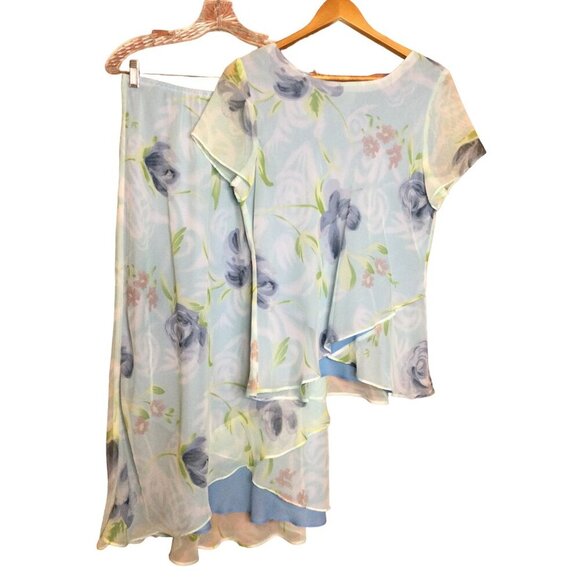 Periwinkle Dresses & Skirts - Periwinkle Womens Fairy Top & Skirt Set Floral Layered Sheer Size 12